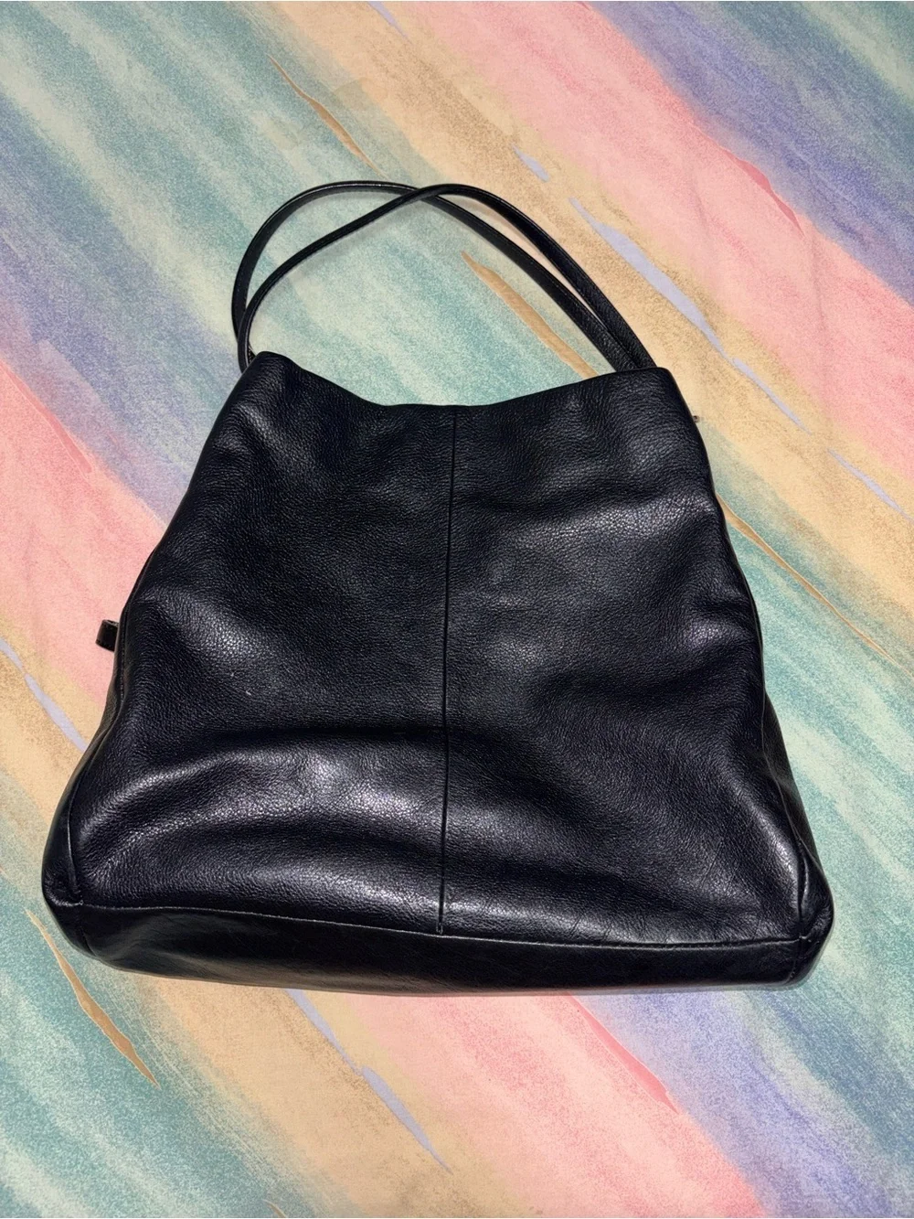 Vintage Coach Madison Phoebe Leather Shoulder Bag Pebbled Black 3 Compartment